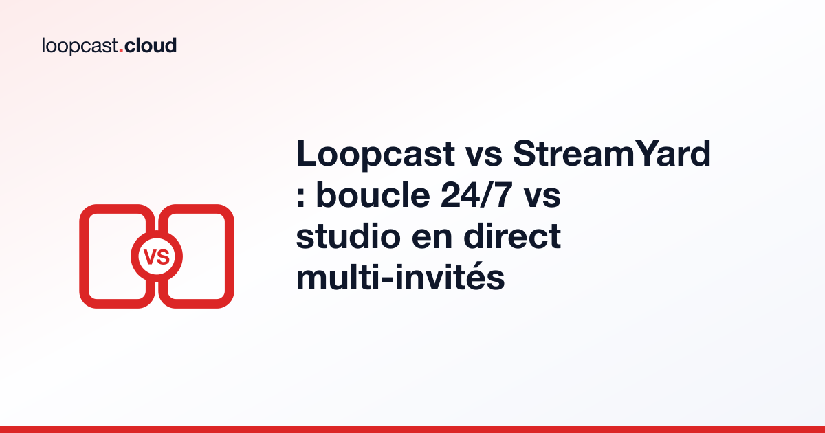 Loopcast vs StreamYard : boucle 24/7 vs studio en direct multi-invités